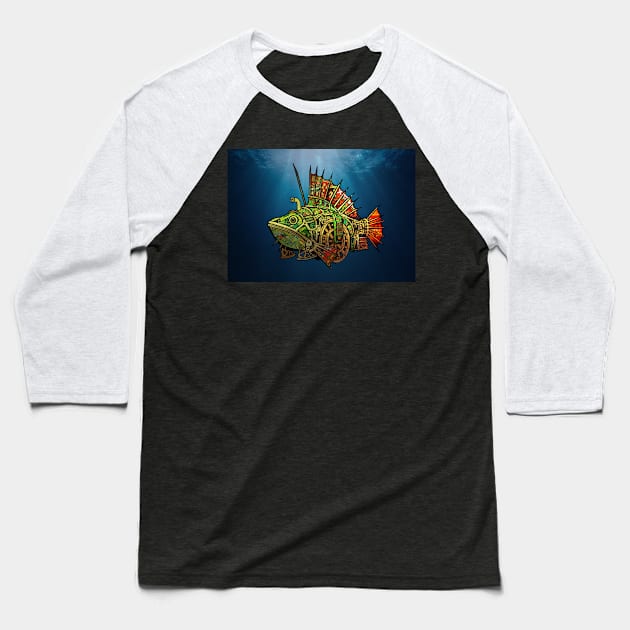 Steampunk Fish #2 Baseball T-Shirt by BLZBob